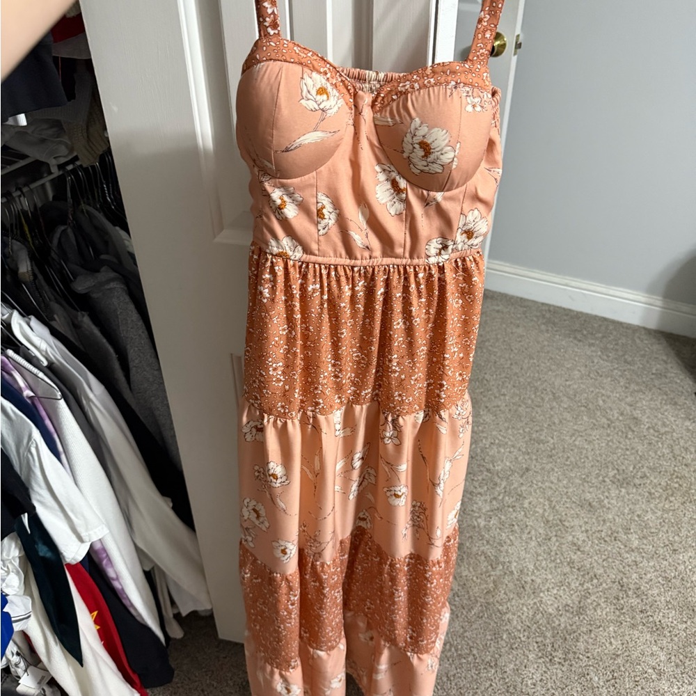 Floral Peach Maxi Dress